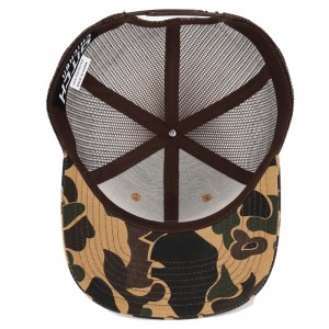 Vlastní kachna hnědá Camo Snapback Mesh Patch Logo 6 Panel Richardson 112 Trucker Cap Hat