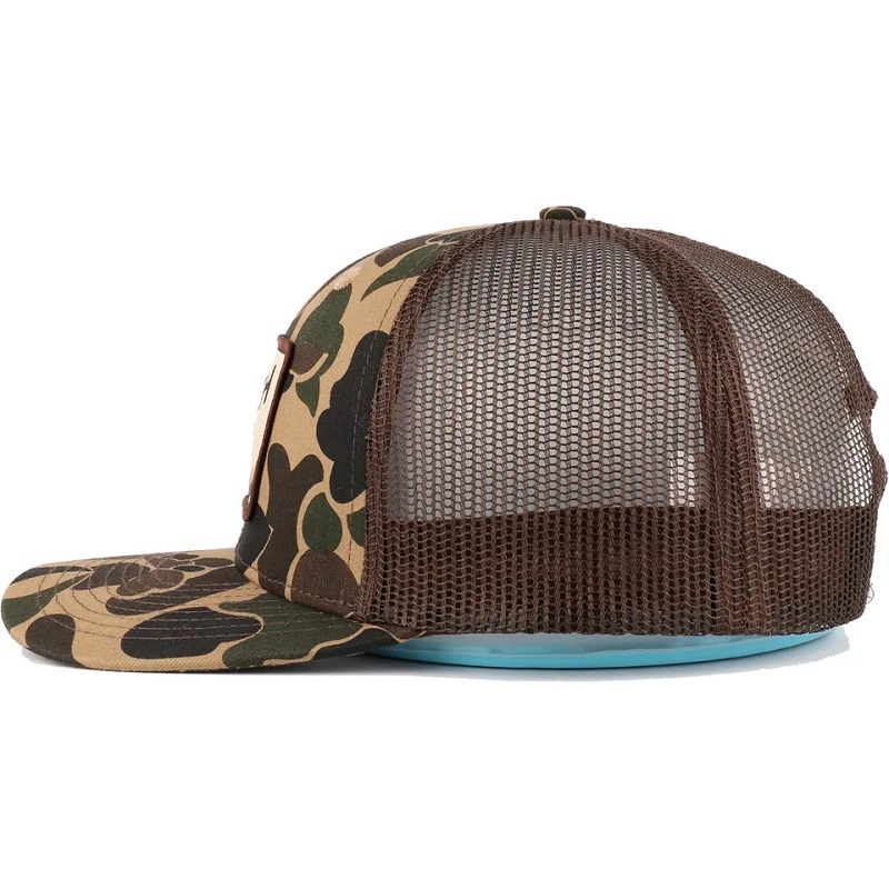 Vlastní kachna hnědá Camo Snapback Mesh Patch Logo 6 Panel Richardson 112 Trucker Cap Hat