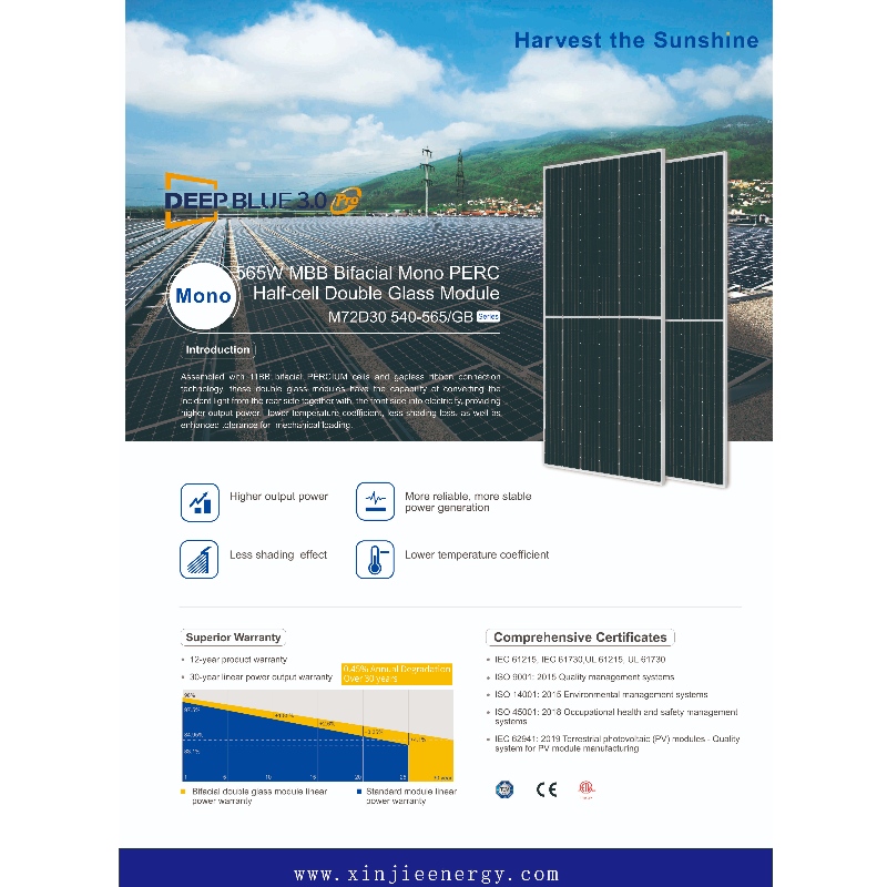 550 W-610 W Photovoltaic Solar Energy System Factory přímo prodej z Číny