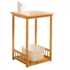 2 úrovně přizpůsobitelné bambusové dřevěné úložné skříňkyna konci stojanu