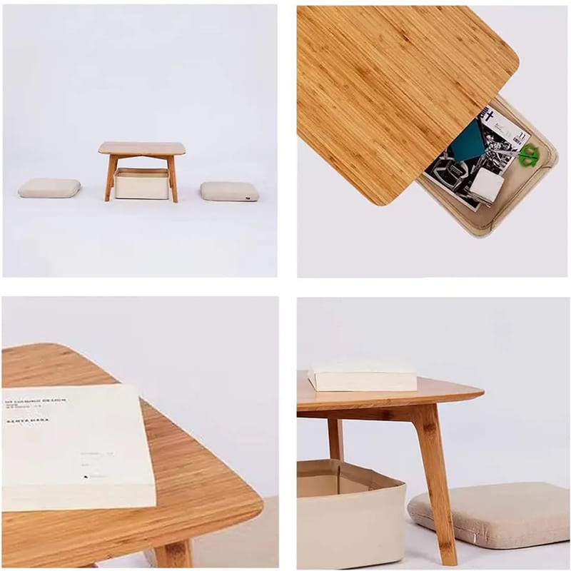 Nízký čajový stůl sedína podlaze čtvercového tatami stolu bambusovýnábytek