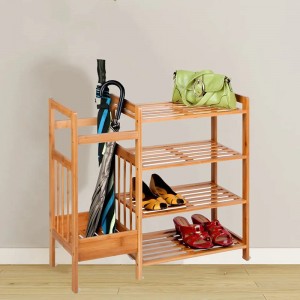 Čtyři vrstva multifunkční vstupní úložiště bambusové stojan