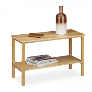 Obývací pokoj přírodní hnědý obdélníkový bambusový konferenční stolek s úložnou místnost