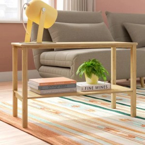 Obývací pokoj přírodní hnědý obdélníkový bambusový konferenční stolek s úložnou místnost