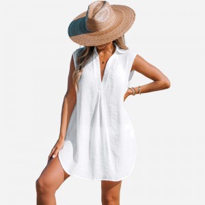 Základní šaty s límcem v krku V-Neck