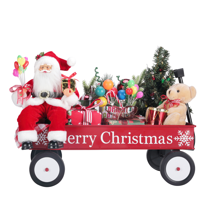 Tm-95114 50*27*38cm Santa s dárkovým vozem