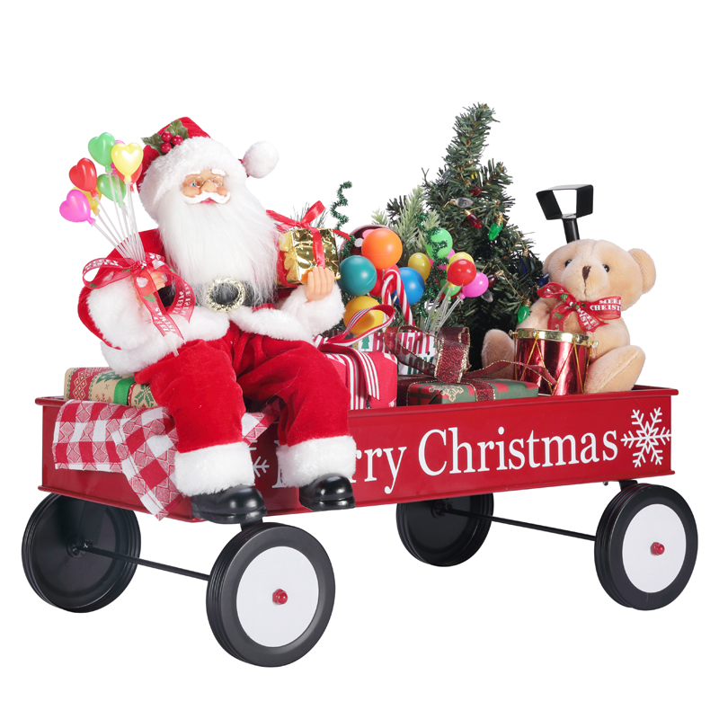 Tm-95114 50*27*38cm Santa s dárkovým vozem
