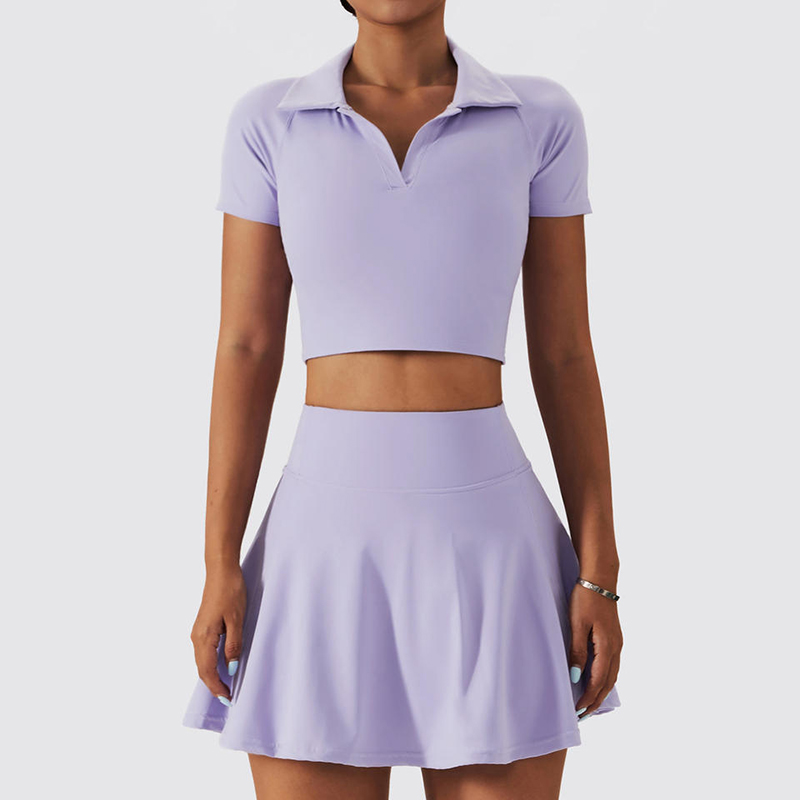 SC1055 Crop Top Polo Shirts a tenisová sukně Set Yoga Conjunto jóga fitness žena 2024