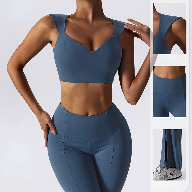 Solidní jóga sada legínů Flare Leggings Mujer a podprsenka Nastavení fitness trénink jóga sada žen jóga oblek 2 kusy