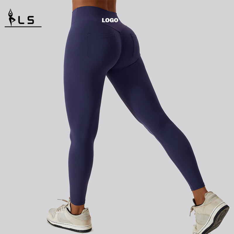 SC1091 SC1091 Pevný vysoký pas prodyšný čtyřcestný úsek Yoga Leggings de Gimnasio Push Up Up Shiny Nylon Elastane Leggings