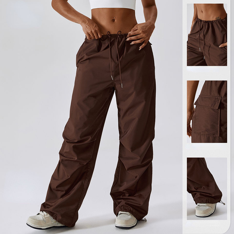 SC10113 Wide-Leg Casual Pants Women \\'s American Style Shawstring Straight Mockings Baggy Pants