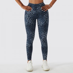SC10112 Bezproblémový leopard tisk s vysokým pasem Fitness Legging Femme Ribbed Scrunch Leggings jóga kalhoty