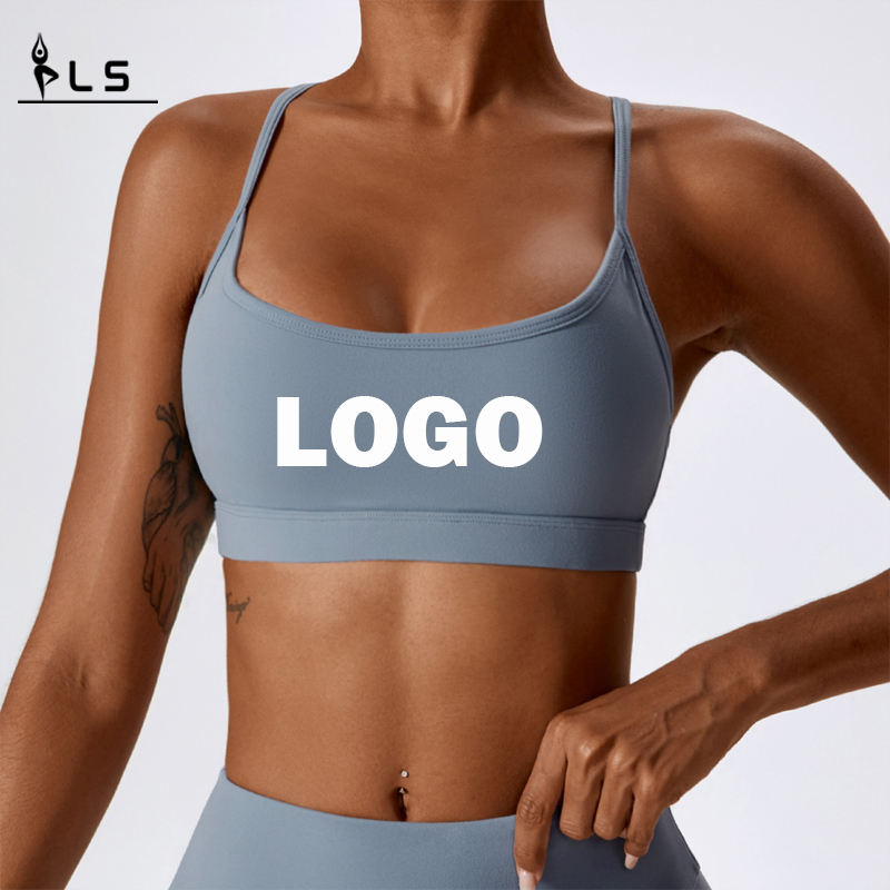 SC10164 Cross Back Yoga Sports Bra High Impact Logo Women Workout Sports Bra velkoobchodní jóga plodina