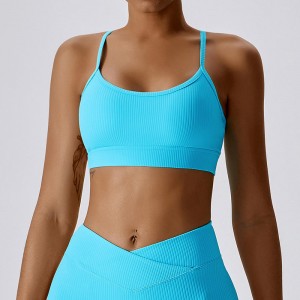 SC101610 Halter Sports Bra Ladies Halter Neck Cross Back Bra Bra pro ženy Logo Ženy trénink sportovní podprsenka Velkoobchod jóga cro