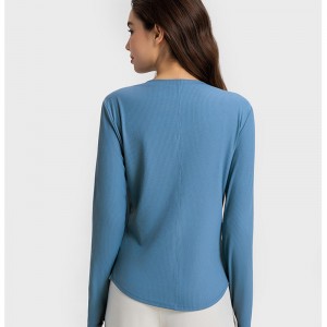 SC102613 Jógová košile s dlouhým rukávem Jóga T Shirts Fitness běžící kulatý krk Trička jóga dlouhý rukáv ženské tričko pro tělocvičnu