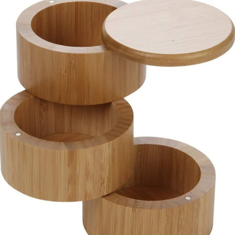 3 úrovně bambusové slané box, bambusová koření s magnetickou