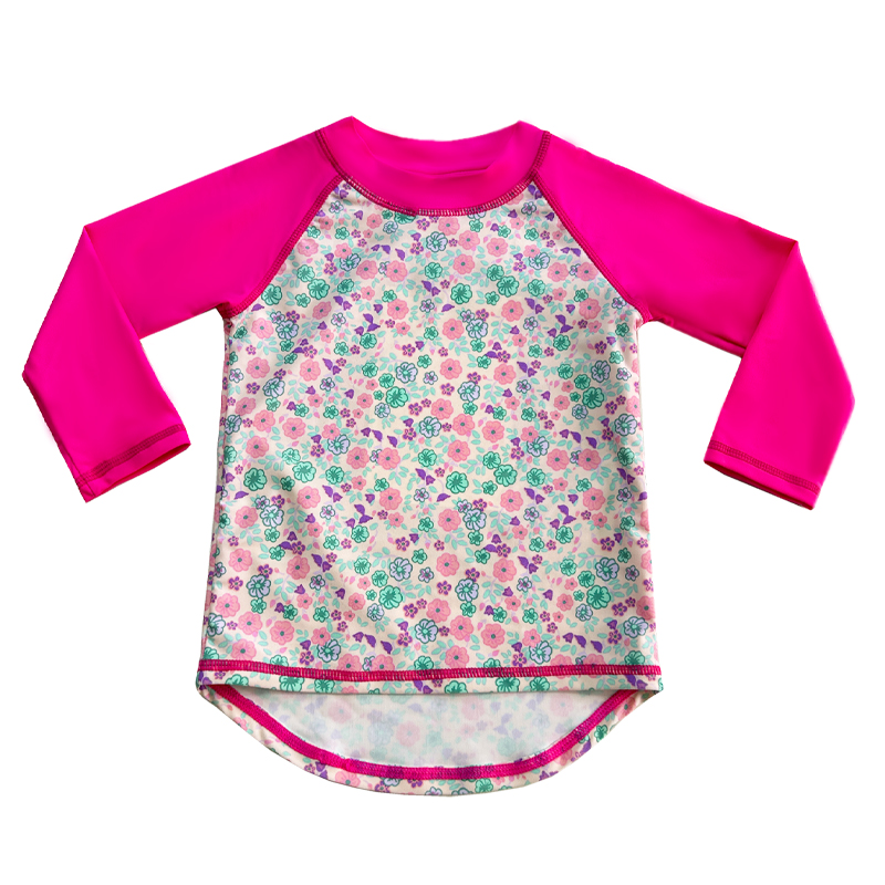 Květinový design Color Contrast Plivní barva dětské plavky Top