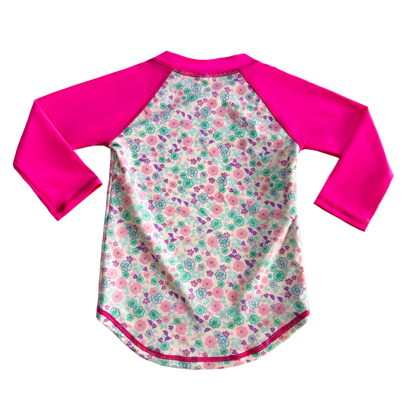 Květinový design Color Contrast Plivní barva dětské plavky Top