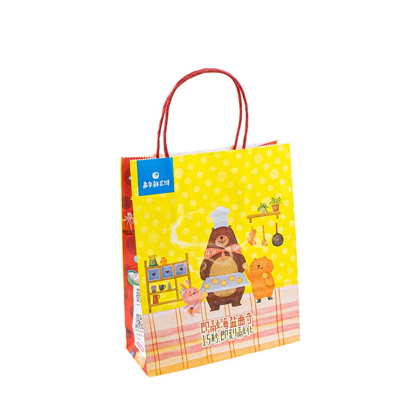 Vlastní vytištěno vlastní logo pro restauraci Catering Food Takeaway Togo Packaging Kraft Brown Paper Bag s držadly