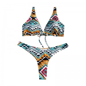 Květinový etnický styl Bow Bow Bow Wide popruh Dvoudílné plavky