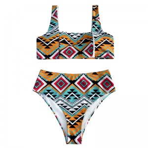 Příležitostné a pohodlné květinovénárodní styl Zpětný dutý široký popruh vesta dvoudílná plavky