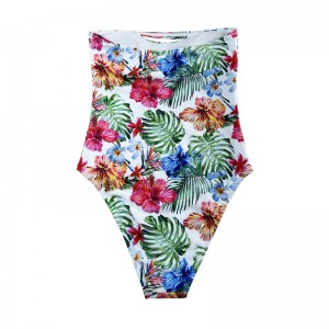 Sexy bez ramínek tisk etnický jednodílný