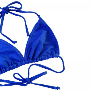 Modrý vzorek Speciální látkový trojúhelník Cup Halter Halter popruh Split Swimsuit