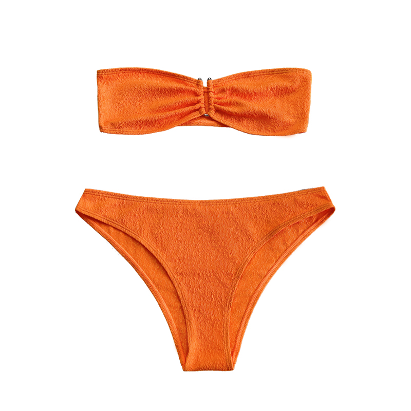 Oranžové volánkové látky bez ramínek Up Up U-Split Swimsuit