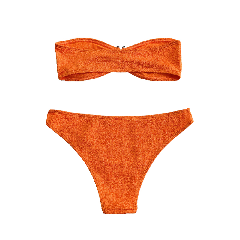 Oranžové volánkové látky bez ramínek Up Up U-Split Swimsuit