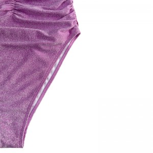 Fialové stříbrné bez ramínek bez ramínek bez ramínek plisované jednodílné plavky