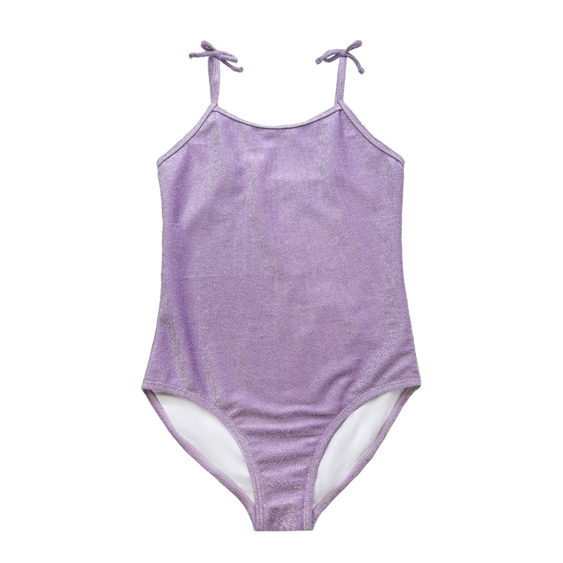 Fialové děti \\ s Halter Bow Basic Silver Wire One-Piece Swimsuit