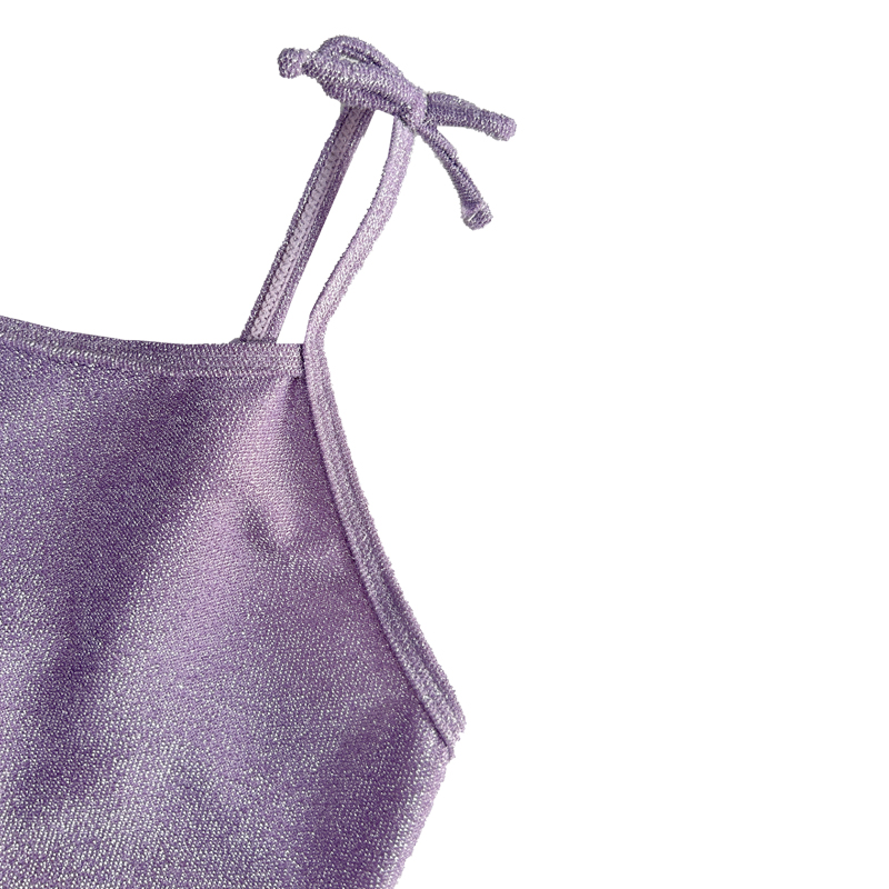 Fialové děti \\ s Halter Bow Basic Silver Wire One-Piece Swimsuit