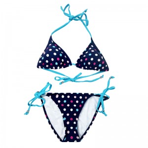 Navy Blue Multicolor Polka Dot Halter popruh dvoudílný
