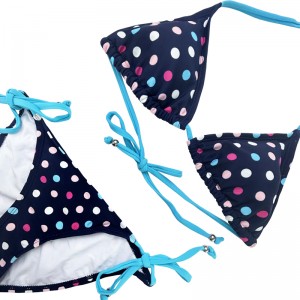 Navy Blue Multicolor Polka Dot Halter popruh dvoudílný