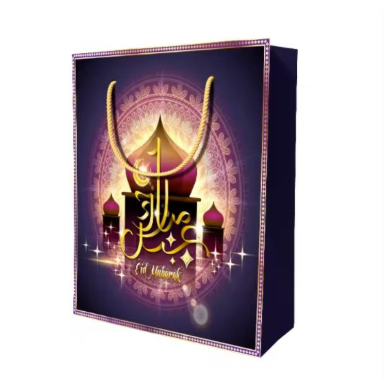 Zakázkový design opakovaně použitelný Eid Mubarak Ramamanda mušelín Islámský festival Nakupování Papír Dárkové tašky s držadly