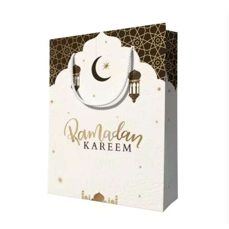 Zakázkový design opakovaně použitelný Eid Mubarak Ramamanda mušelín Islámský festival Nakupování Papír Dárkové tašky s držadly