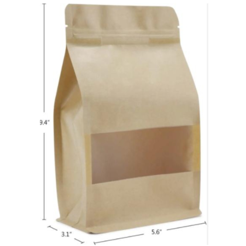Postavte zip hnědý kraftový papír Opětovné uzavíratelné ziplock Tepelní těsnění potravinového skladování Doypack Balení sáčků s čistým oknem