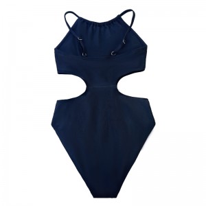 Plná barva dutého pasu Sexy štíhlý volán pohodlné jednodílné plavky