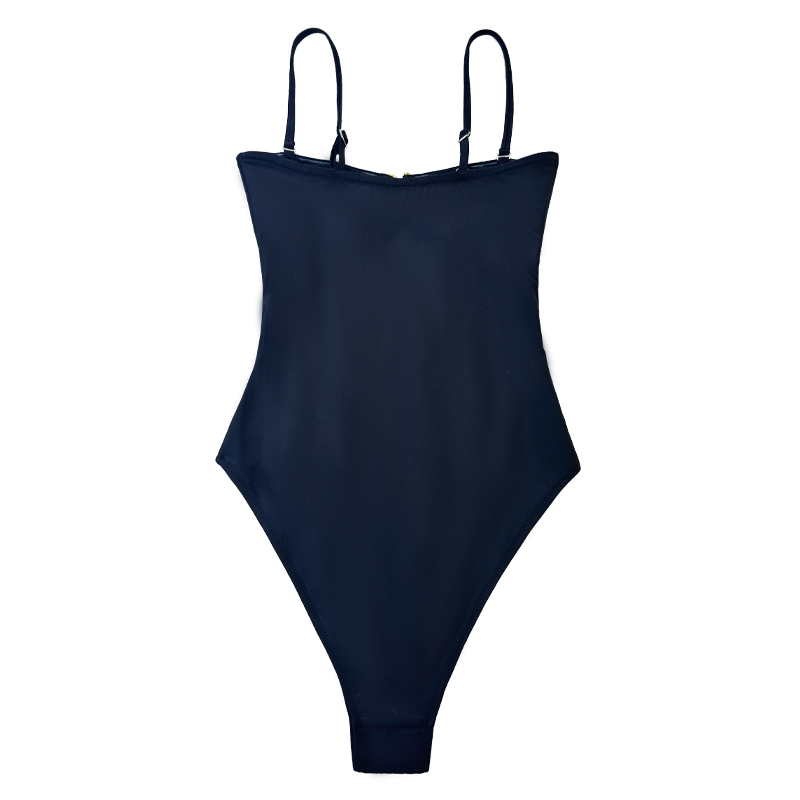 Plná barva vyhloubená popruh S-buckle jednodílné plavky