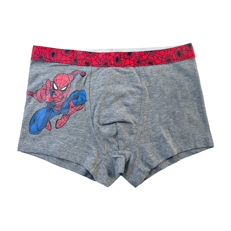 Chlapec spodní kalhoty Spiderman Print Color Contrast Baby Grey Underpants Comfort Základní