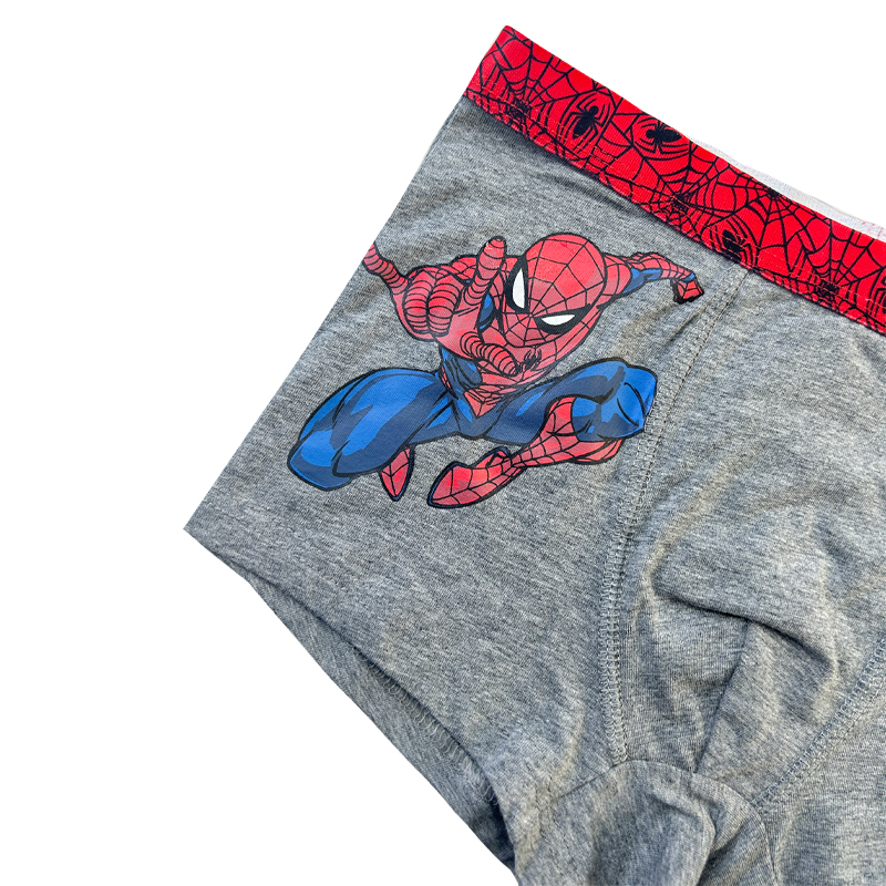 Chlapec spodní kalhoty Spiderman Print Color Contrast Baby Grey Underpants Comfort Základní