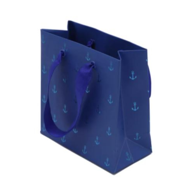 Malé modré šperky papírové tašky luxusní fólie razítko dárkové papírové sáčky s držadlem vlastní mini papírové sáčky