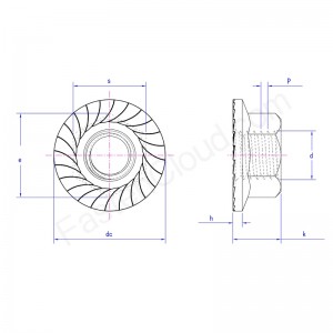 šestihranná přírubová matice s ozubením