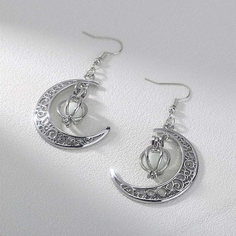Hongde Glow vnáušnicích Dark Silver Crescent Moon