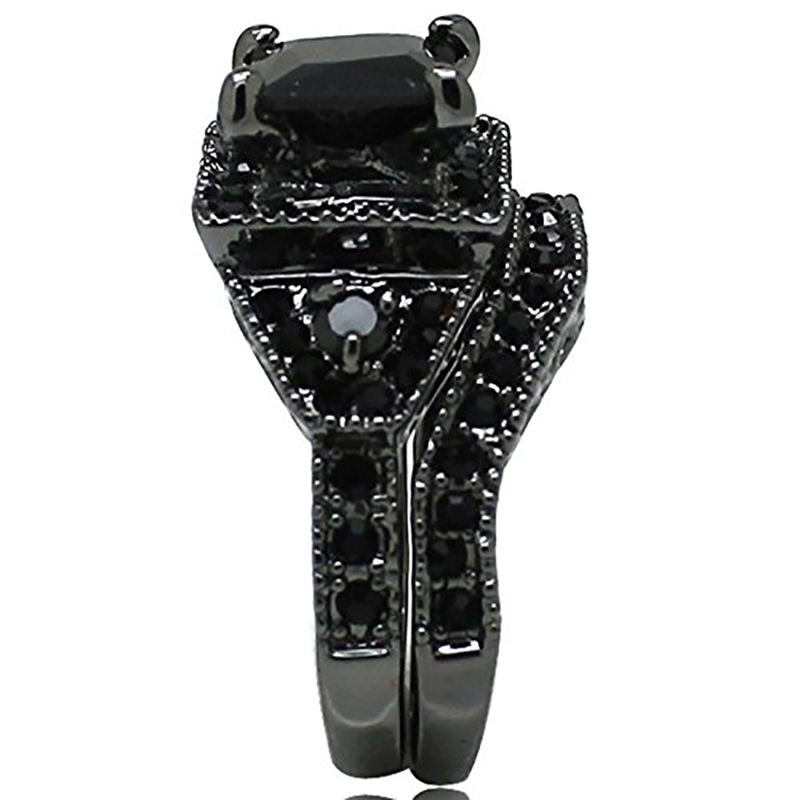 Hongde Black Onyx Princess Cut Anniversary Svatební prsten Diamond pro ženy pro muže