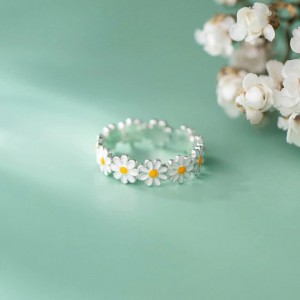 Hongde krásná Daisy Flower Rings Nastavitelný otevřený prsten Daisy Delight Ring for Woman pro muže
