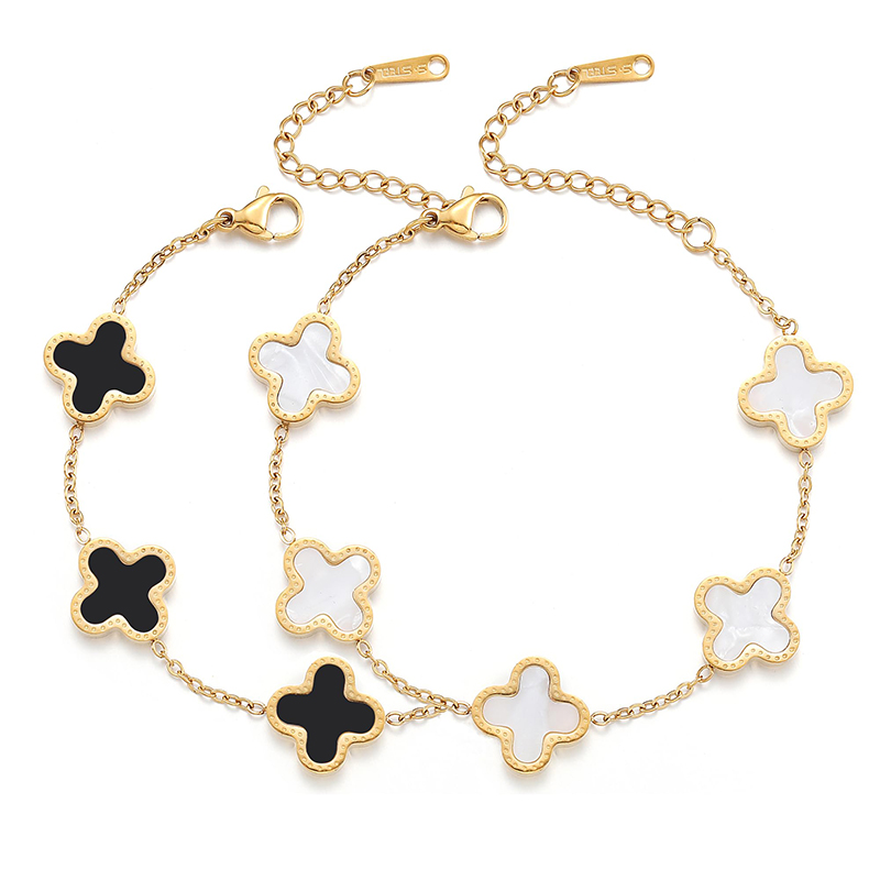 Hongde 18K zlato-Pokovení muži\'s and Women\'s Four Leaf Clover Luckynáramek