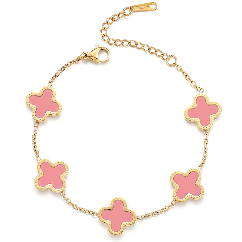 Hongde 18K zlato-Pokovení muži\'s and Women\'s Four Leaf Clover Luckynáramek