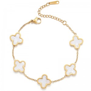 Hongde 18K zlato-Pokovení muži\\\'s and Women\\\'s Four Leaf Clover Luckynáramek