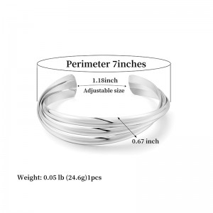 Hongde Classic simple multi-vrstva stříbra-pozlacený otevřenýnáramek